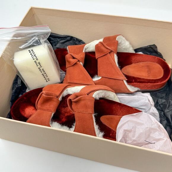 NEW Alexandre Birman Clarita Suede and Shearling Fur Slide US Size 6 MSRP $495 - Picture 2 of 12